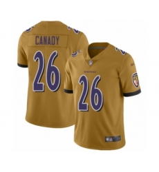 Women's Baltimore Ravens #26 Maurice Canady Limited Gold Inverted Legend Football Jersey
