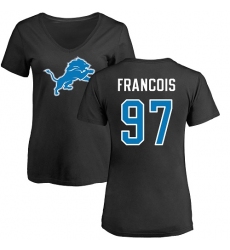 NFL Women's Nike Detroit Lions #97 Ricky Jean Francois Black Name & Number Logo T-Shirt