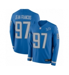 Youth Nike Detroit Lions #97 Ricky Jean Francois Limited Blue Therma Long Sleeve NFL Jersey