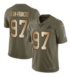 Youth Nike Detroit Lions #97 Ricky Jean Francois Limited Olive Gold Salute to Service NFL Jersey