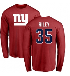 NFL Nike New York Giants #35 Curtis Riley Red Name & Number Logo Long Sleeve T-Shirt