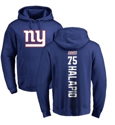 NFL Nike New York Giants #75 Jon Halapio Royal Blue Backer Pullover Hoodie