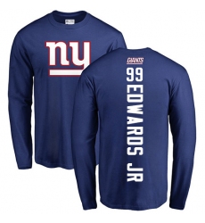 NFL Nike New York Giants #99 Mario Edwards Jr Royal Blue Backer Long Sleeve T-Shirt