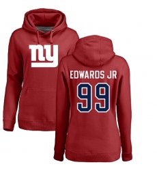 NFL Women's Nike New York Giants #99 Mario Edwards Jr Red Name & Number Logo Pullover Hoodie