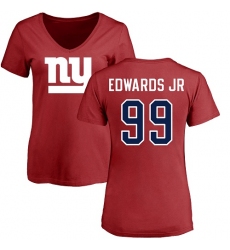 NFL Women's Nike New York Giants #99 Mario Edwards Jr Red Name & Number Logo T-Shirt