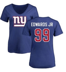NFL Women's Nike New York Giants #99 Mario Edwards Jr Royal Blue Name & Number Logo T-Shirt
