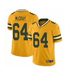 Men's Green Bay Packers #64 Justin McCray Limited Gold Inverted Legend Football Jersey