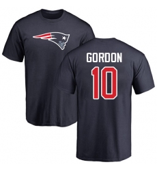 NFL Nike New England Patriots #10 Josh Gordon Navy Blue Name & Number Logo T-Shirt