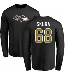 NFL Nike Baltimore Ravens #68 Matt Skura Black Name & Number Logo Long Sleeve T-Shirt