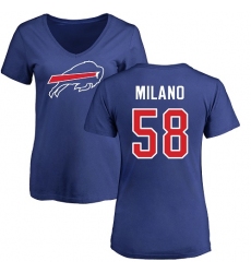 NFL Women's Nike Buffalo Bills #58 Matt Milano Royal Blue Name & Number Logo T-Shirt