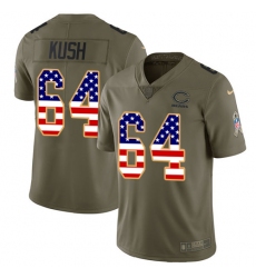 Men's Nike Chicago Bears #64 Eric Kush Limited Olive USA Flag 2017 Salute to Service NFL Jersey