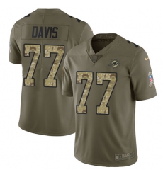 Men's Nike Miami Dolphins #77 Jesse Davis Limited Olive Camo 2017 Salute to Service NFL Jersey