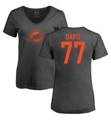 NFL Women's Nike Miami Dolphins #77 Jesse Davis Ash One Color T-Shirt