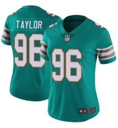 Women's Nike Miami Dolphins #96 Vincent Taylor Aqua Green Alternate Vapor Untouchable Limited Player NFL Jersey