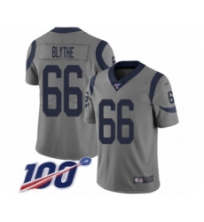 Men's Los Angeles Rams #66 Austin Blythe Limited Gray Inverted Legend 100th Season Football Jersey