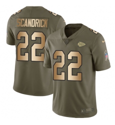 Men's Nike Kansas City Chiefs #22 Orlando Scandrick Limited Olive Gold 2017 Salute to Service NFL Je