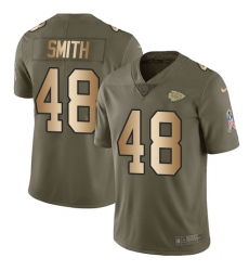 Youth Nike Kansas City Chiefs #48 Terrance Smith Limited Olive Gold 2017 Salute to Service NFL Jersey