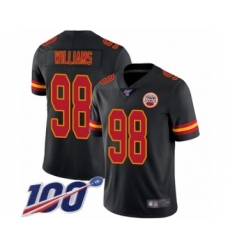 Men's Kansas City Chiefs #98 Xavier Williams Limited Black Rush Vapor Untouchable 100th Season Football Jersey