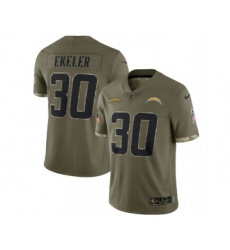 Men's Los Angeles Chargers #30 Austin Ekeler 2022 Olive Salute To Service Limited Stitched Jersey