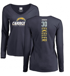 NFL Women's Nike Los Angeles Chargers #30 Austin Ekeler Navy Blue Backer Long Sleeve T-Shirt