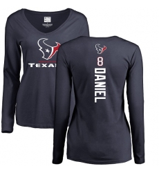 NFL Women's Nike Houston Texans #8 Trevor Daniel Navy Blue Backer Long Sleeve T-Shirt