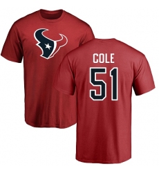 NFL Nike Houston Texans #51 Dylan Cole Red Name & Number Logo T-Shirt