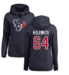 NFL Women's Nike Houston Texans #64 Senio Kelemete Navy Blue Name & Number Logo Pullover Hoodie