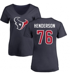 NFL Women's Nike Houston Texans #76 Seantrel Henderson Navy Blue Name & Number Logo T-Shirt