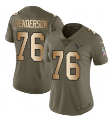 Women's Nike Houston Texans #76 Seantrel Henderson Limited Olive Gold 2017 Salute to Service NFL Jersey