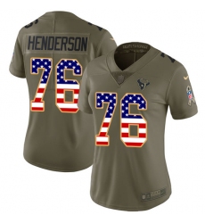Women's Nike Houston Texans #76 Seantrel Henderson Limited Olive USA Flag 2017 Salute to Service NFL Jersey