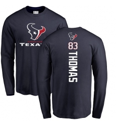 NFL Nike Houston Texans #83 Jordan Thomas Navy Blue Backer Long Sleeve T-Shirt