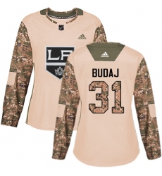 Women's Adidas Los Angeles Kings #31 Peter Budaj Authentic Purple Fights Cancer Practice NHL Jersey