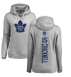 NHL Women's Adidas Toronto Maple Leafs #15 Adam Cracknell Ash Backer Pullover Hoodie