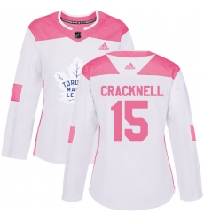 Women's Adidas Toronto Maple Leafs #15 Adam Cracknell Authentic White Pink Fashion NHL Jersey
