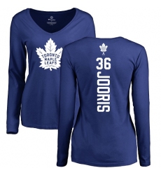 NHL Women's Adidas Toronto Maple Leafs #36 Josh Jooris Royal Blue Backer Long Sleeve T-Shirt