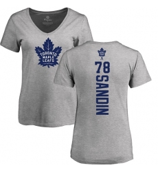 NHL Women's Adidas Toronto Maple Leafs #78 Rasmus Sandin Ash Backer T-Shirt