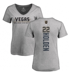 NHL Women's Adidas Vegas Golden Knights #22 Nick Holden Gray Backer Slim Fit V-Neck T-Shirt