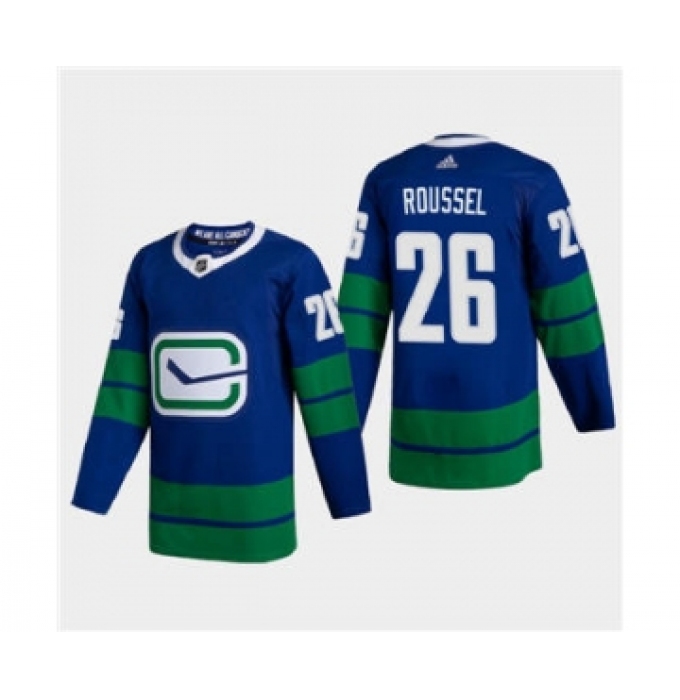 Men's Vancouver Canucks #26 Antoine Roussel 2020-21 Authentic Player Alternate Stitched Hockey Jersey Blue