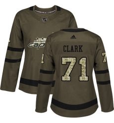 Women's Adidas Washington Capitals #71 Kody Clark Authentic Green Salute to Service NHL Jersey