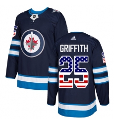 Youth Adidas Winnipeg Jets #25 Seth Griffith Authentic Navy Blue USA Flag Fashion NHL Jersey