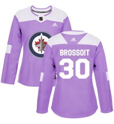Women's Adidas Winnipeg Jets #30 Laurent Brossoit Authentic Purple Fights Cancer Practice NHL Jersey