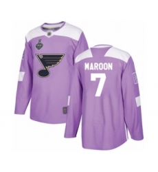 Men's St. Louis Blues #7 Patrick Maroon Authentic Purple Fights Cancer Practice 2019 Stanley Cup Final Bound Hockey Jersey