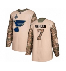 Youth St. Louis Blues #7 Patrick Maroon Authentic Camo Veterans Day Practice 2019 Stanley Cup Final Bound Hockey Jersey