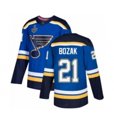 Youth St. Louis Blues #21 Tyler Bozak Authentic Royal Blue Home 2019 Stanley Cup Final Bound Hockey Jersey