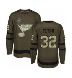 Men's St. Louis Blues #32 Brian Flynn Authentic Green Salute to Service 2019 Stanley Cup Final Bound Hockey Jersey