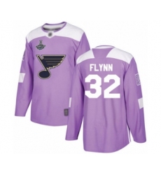 Men's St. Louis Blues #32 Brian Flynn Authentic Purple Fights Cancer Practice 2019 Stanley Cup Champions Hockey Jersey