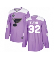Men's St. Louis Blues #32 Brian Flynn Authentic Purple Fights Cancer Practice 2019 Stanley Cup Final Bound Hockey Jersey