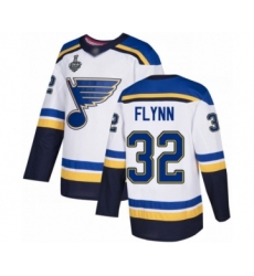 Men's St. Louis Blues #32 Brian Flynn Authentic White Away 2019 Stanley Cup Final Bound Hockey Jersey