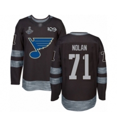 Men's St. Louis Blues #71 Jordan Nolan Authentic Black 1917-2017 100th Anniversary 2019 Stanley Cup Champions Hockey Jersey