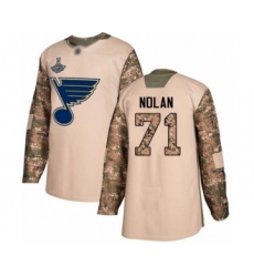 Men's St. Louis Blues #71 Jordan Nolan Authentic Camo Veterans Day Practice 2019 Stanley Cup Champions Hockey Jersey